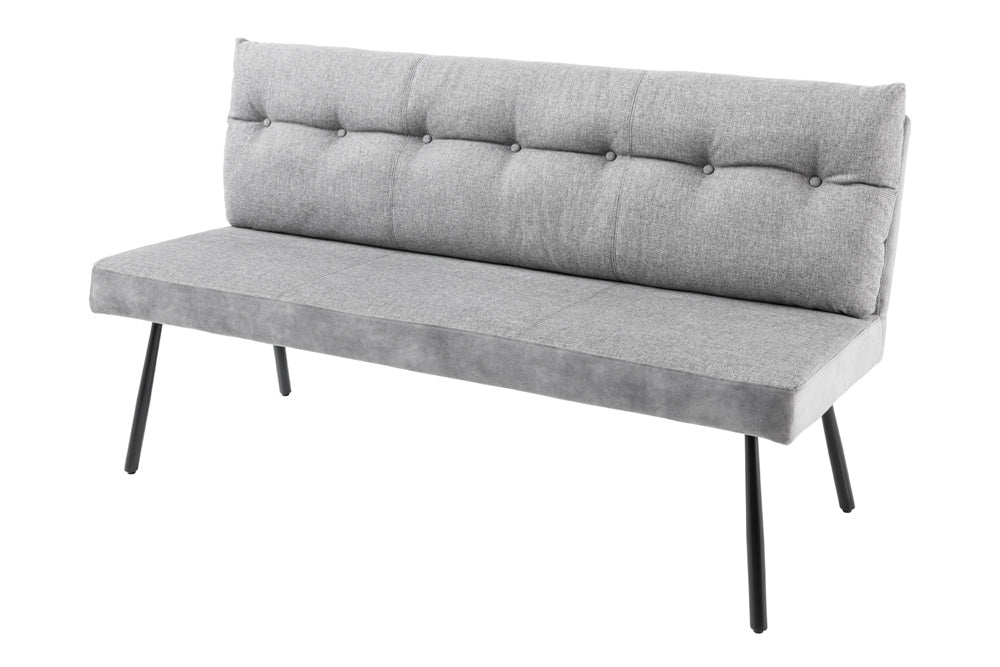 Bench BIG GEORGE 160cm flat woven fabric spring core velvet grey