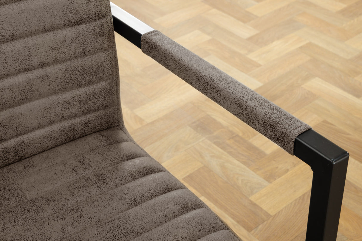 Freischwinger LOFT mit Armlehnen Eisenbeine Mikrofaser taupe grau