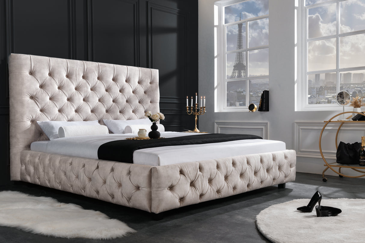 Bed PARIS CHESTERFIELD 160x200cm velvet champagne