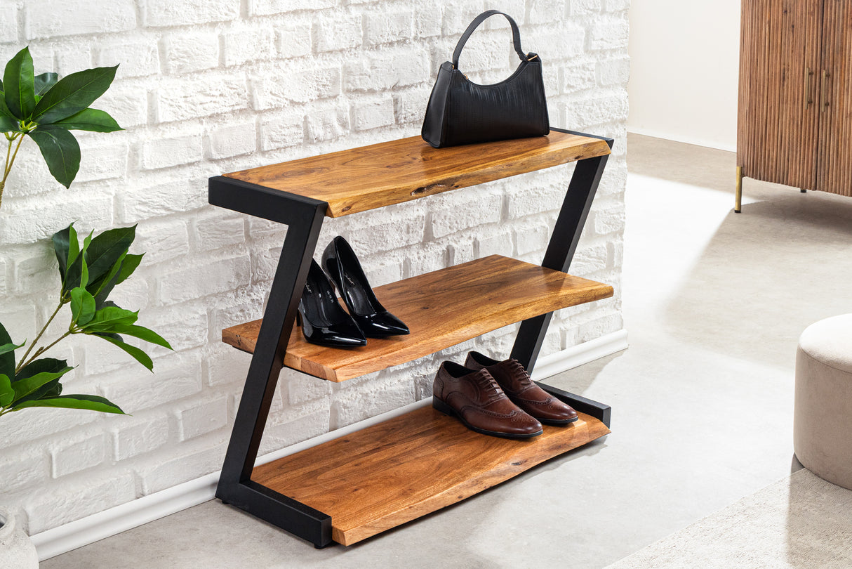 Schuhregal MAMMUT 75cm Akazienholz braun honigfarben lackiert