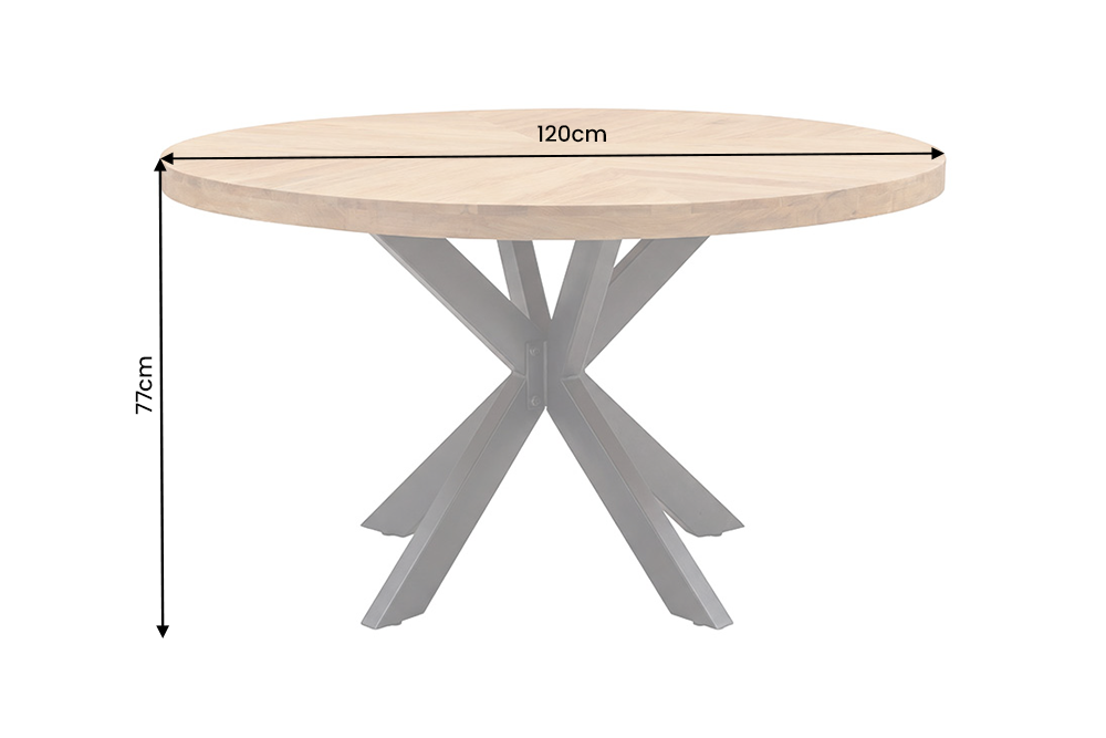 Dining table INFINITY HOME 120cm round w/ star frame mango wood creamy natural