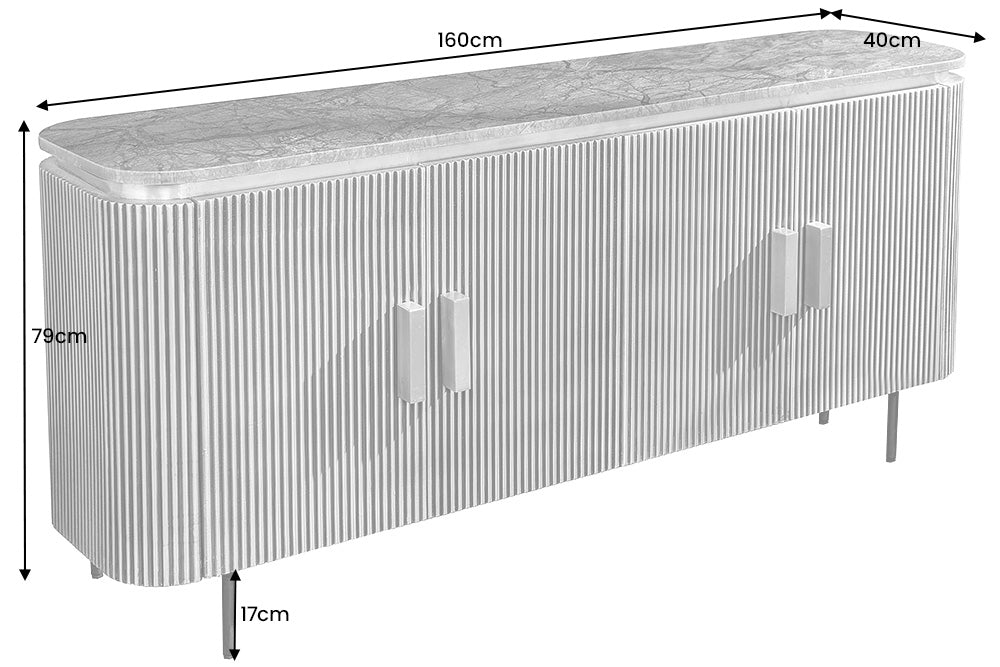 Sideboard VENEZIANO 160cm mango wood and marble top plate