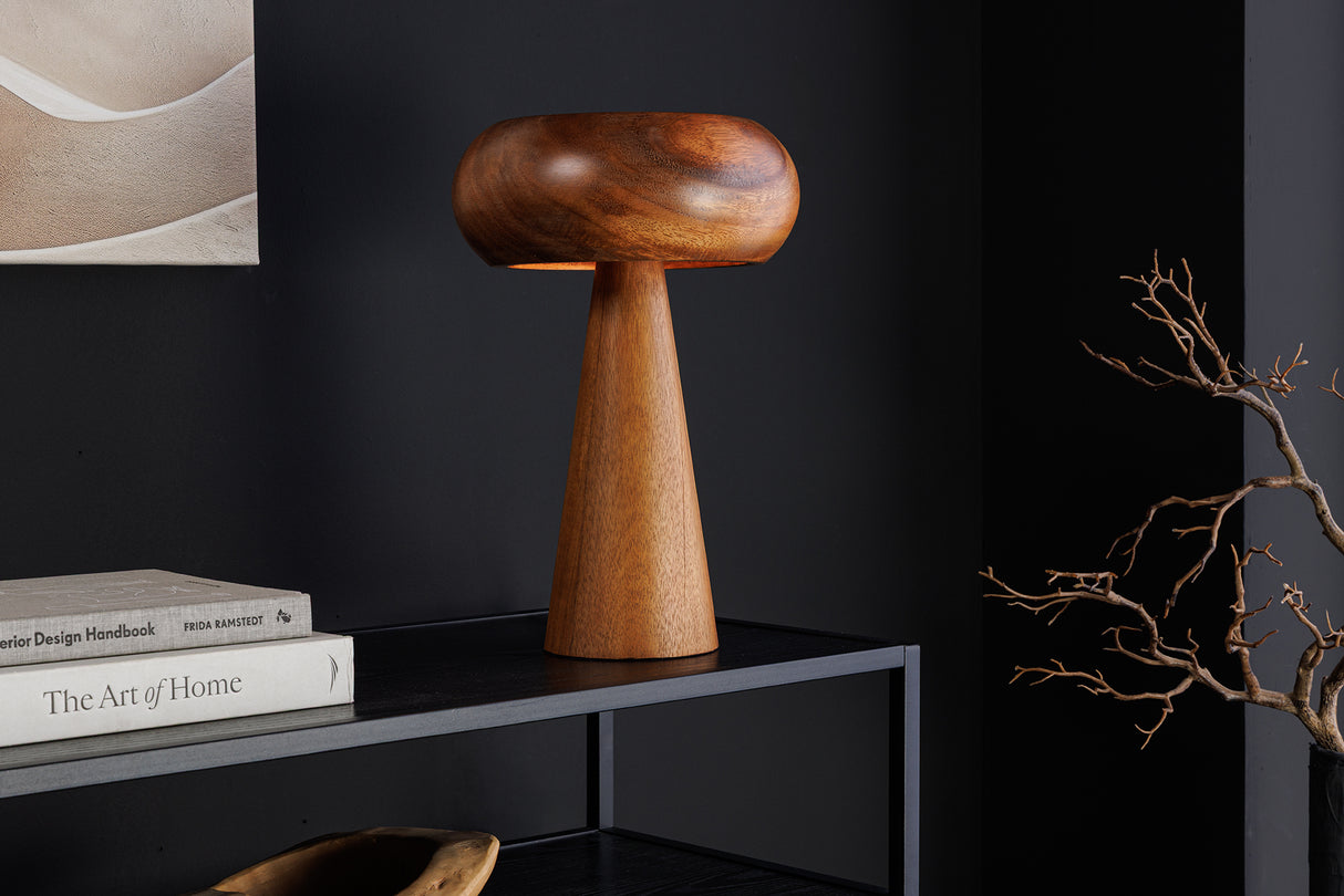 Table Lamp ALVA 40cm iron and acacia wood natural