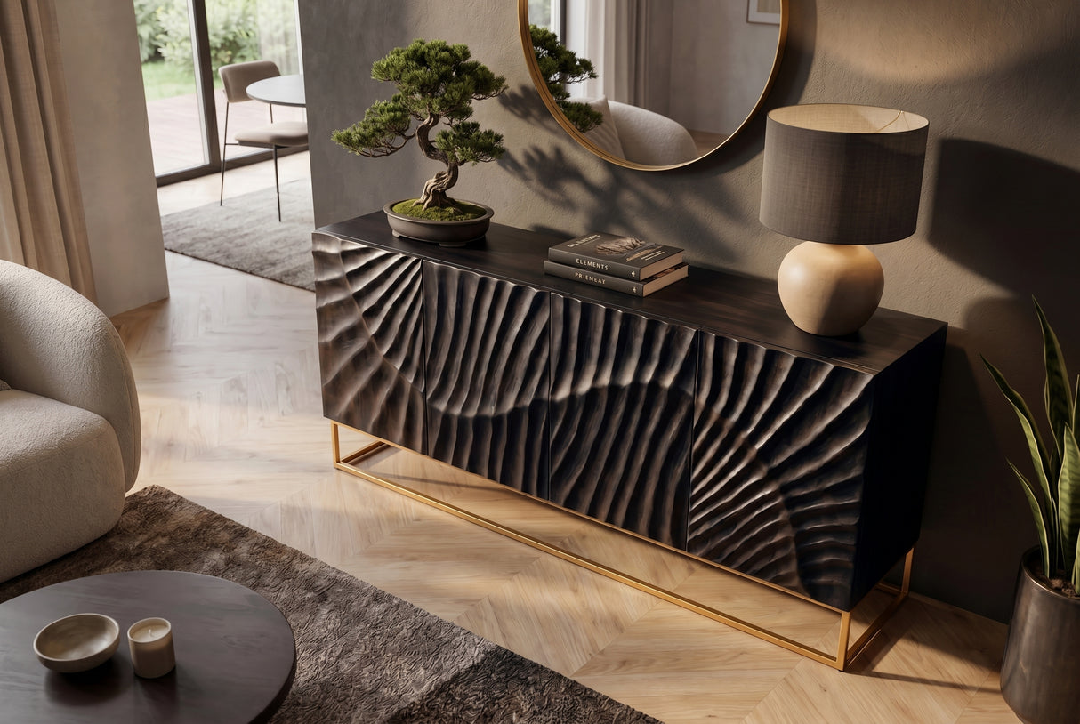Sideboard SCORPION 180cm 3D mango schwarz