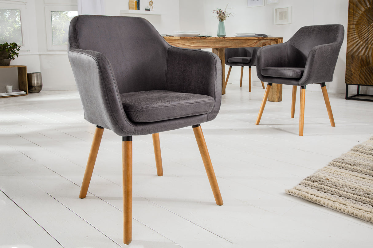 Chair SUPREME with armrests microfibre vintage grey