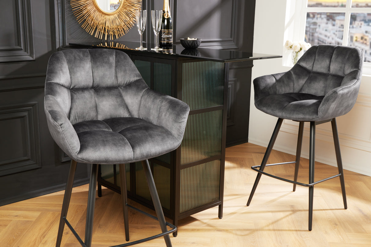 Bar chair PAPILLON 106cm rotatable 180° velvet grey