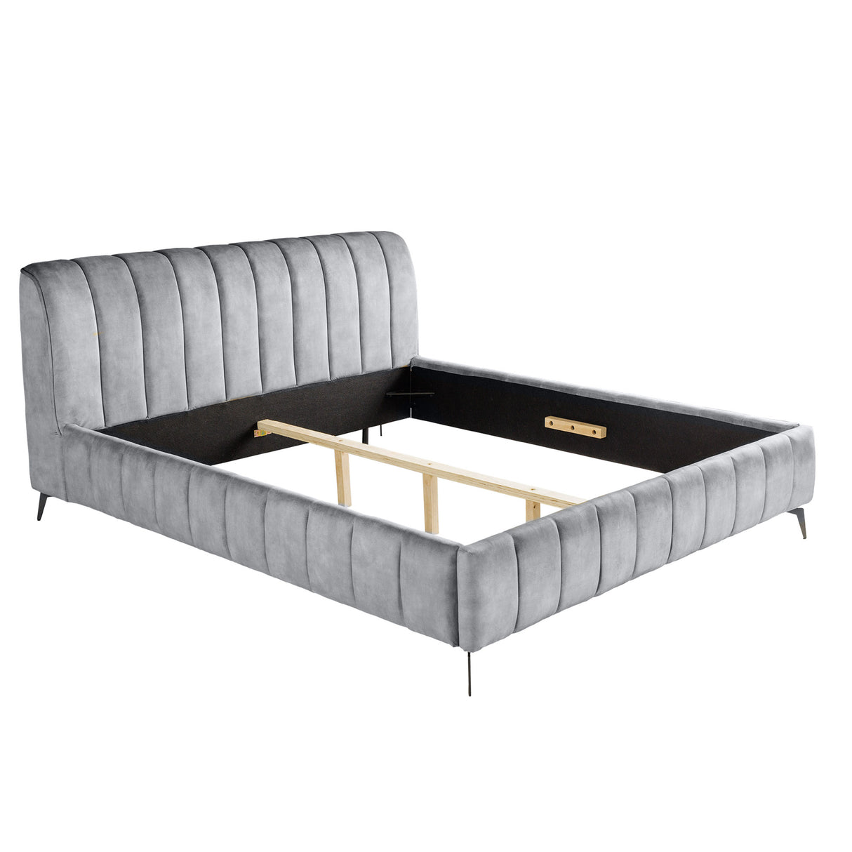 Bed AMSTERDAM 160x200cm velvet grey