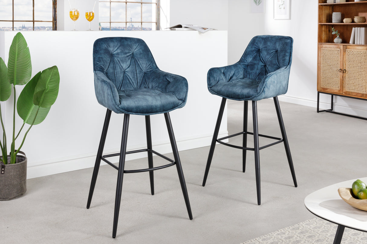 Bar stool MILANO 75cm velvet teal