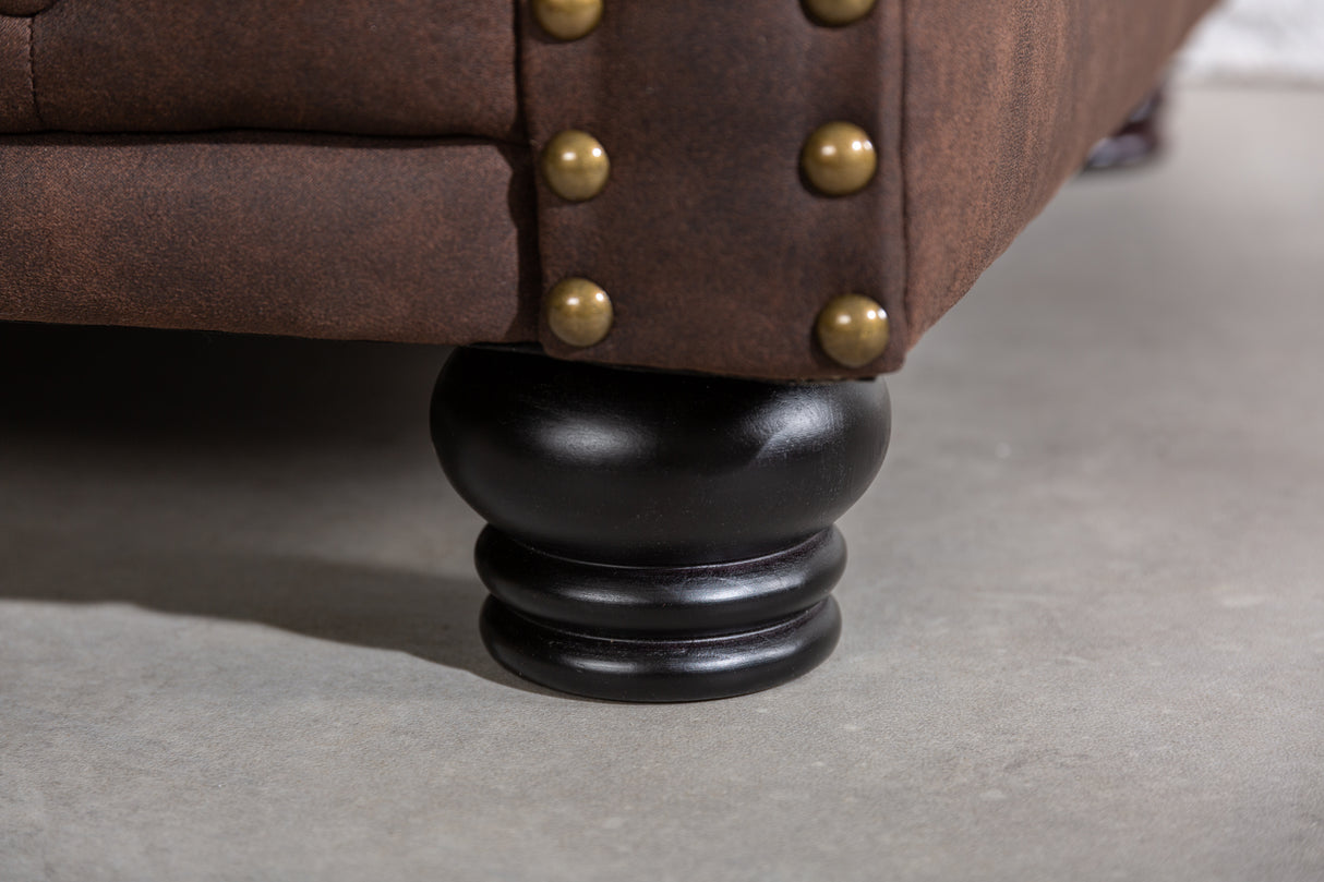 Armchair CHESTERFIELD microfibre vintage brown