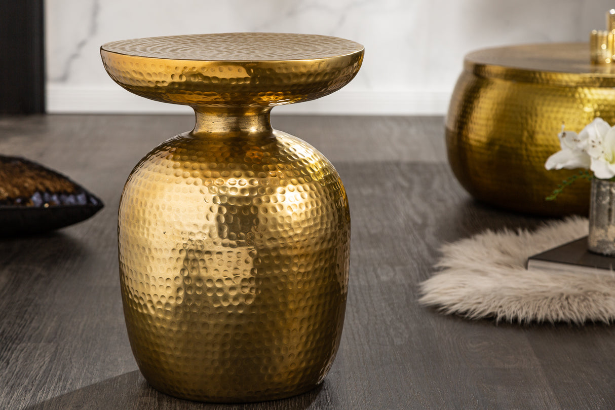 Beistelltisch ORIENT 50cm mit Hammerschlageffekt gold