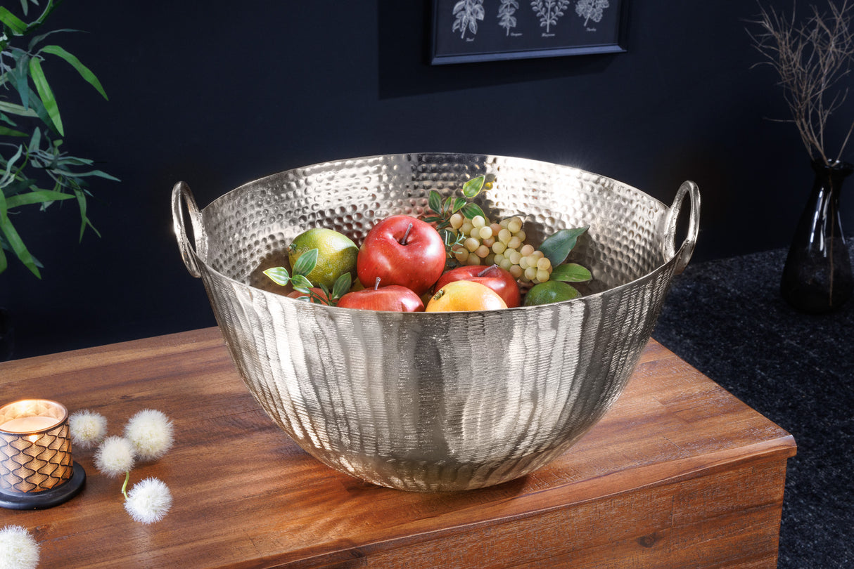 Dekoschale ORIENT 40cm mit Hammerschlageffekt silber