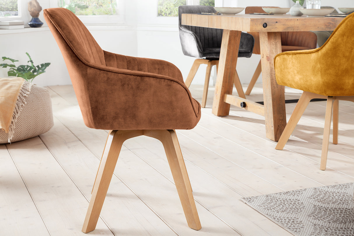 Drehstuhl LIVORNO 180° Samt braun