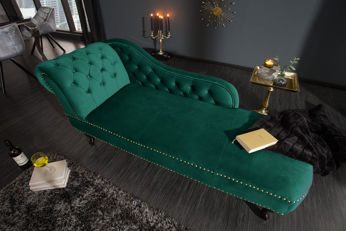Recamiere CHESTERFIELD 170cm velvet emerald green in baroque style