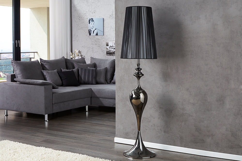 Stehleuchte LUCIE 160cm schwarzer Nylonschirm Barockstil