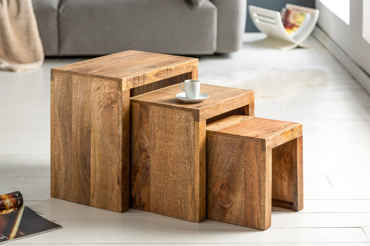Beistelltisch MAKASSAR 29-45cm 3er Set Mangoholz natur