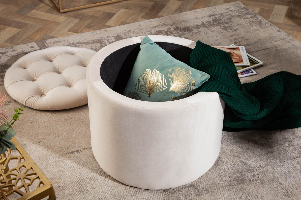 Stool MODERN BAROCK STORAGE 50cm velvet beige