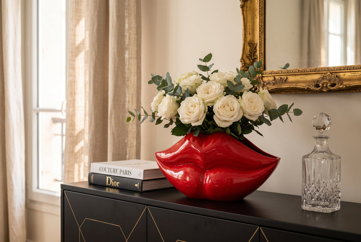 Glamour decoration vase LIP 40cm lips red