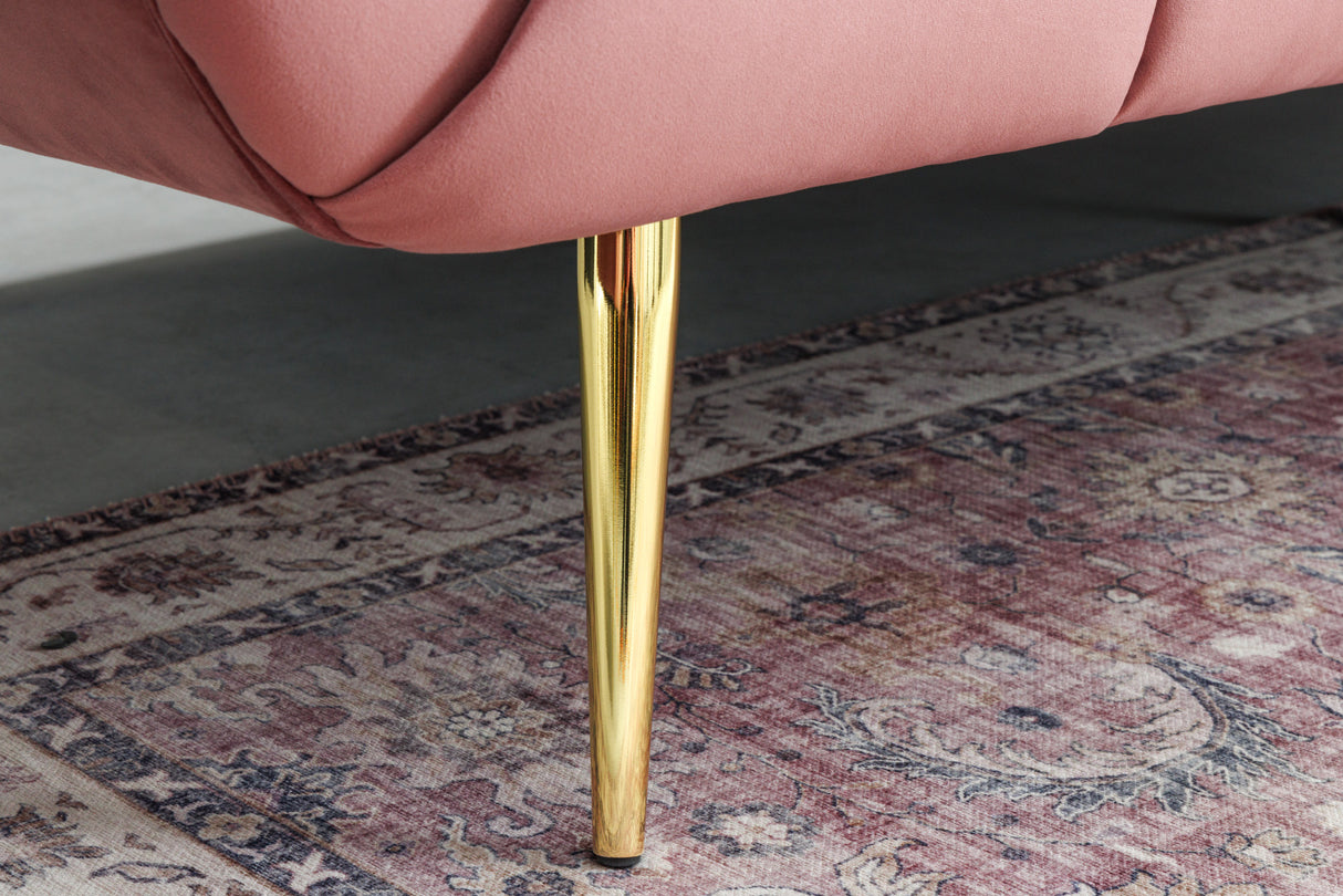 Sofa NOBLESSE 225cm 3-Sitzer Samt Altrosa mit goldenen Füßen