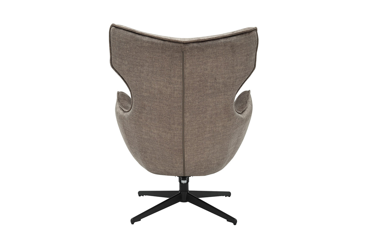 Sessel VOGUE 360° drehbar Samt Taupe mit schwarzem Metallgestell