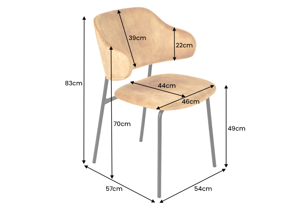 Chair TRACY velvet mustard yellow black legs