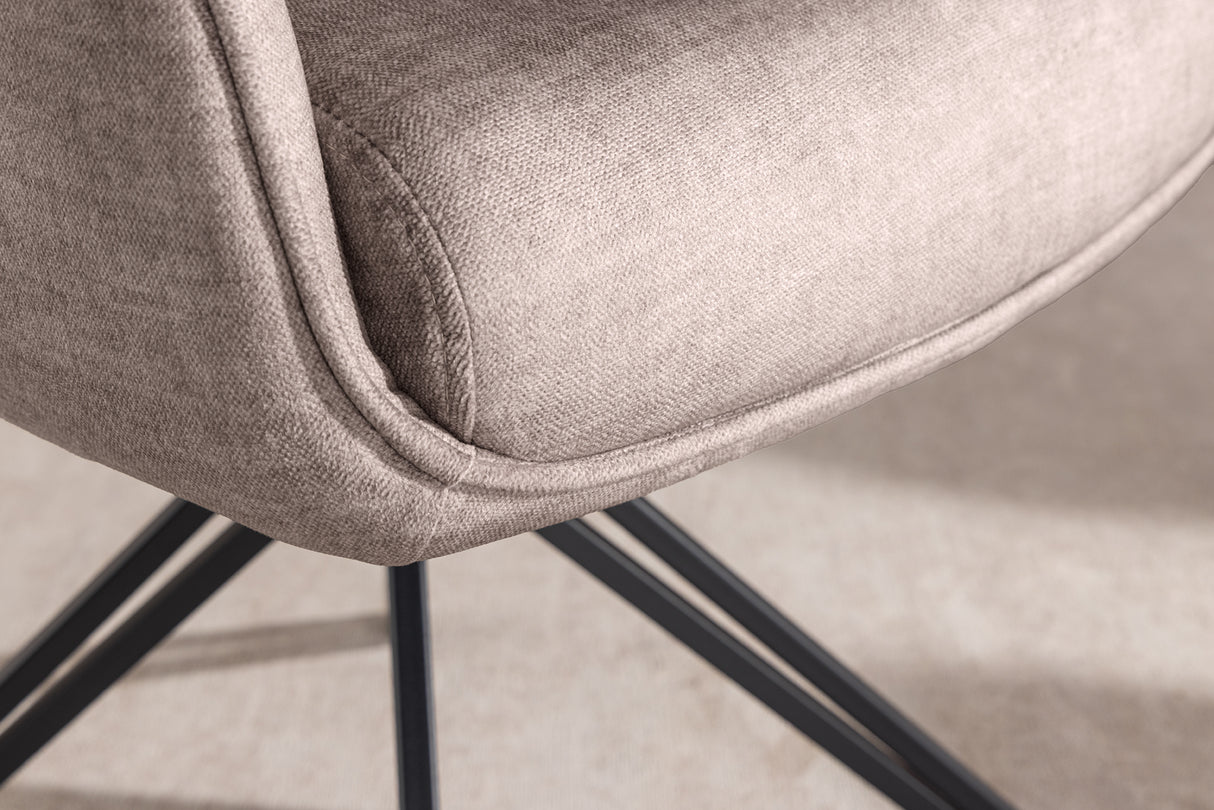 Swivel chair PROMETHEUS rotatable 180° w/ armrests vogue velour velvet taupe