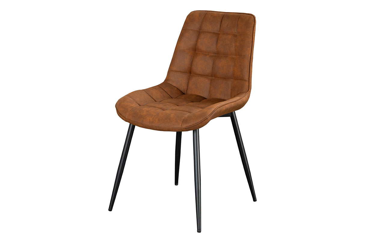 Stuhl ROADSTAR Microfaser cognac mit schwarzen Metallbeinen