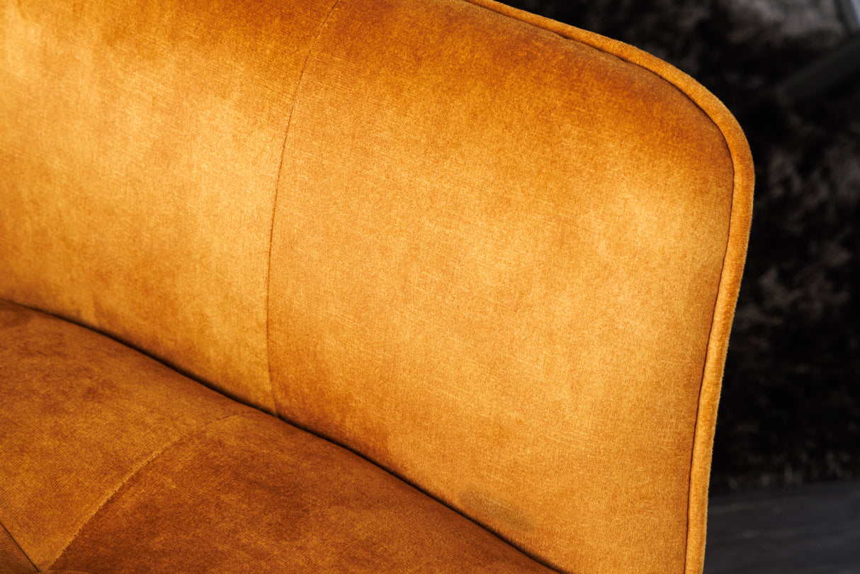 Swivel chair LOFT 180° with armrests velvet mustard yellow