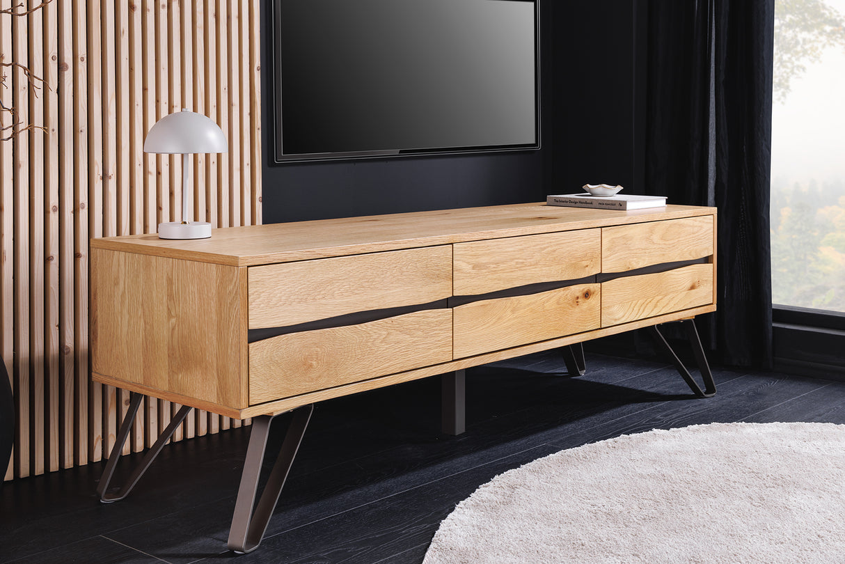 TV-Lowboard LIVING EDGE 160cm oak wood w/ black legs