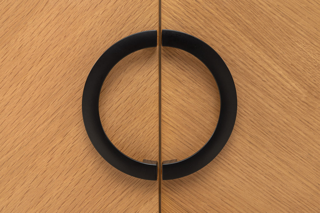 Sideboard GRANDEZZA 180cm in Eichenholzoptik mit schwarzem Metallrahmen