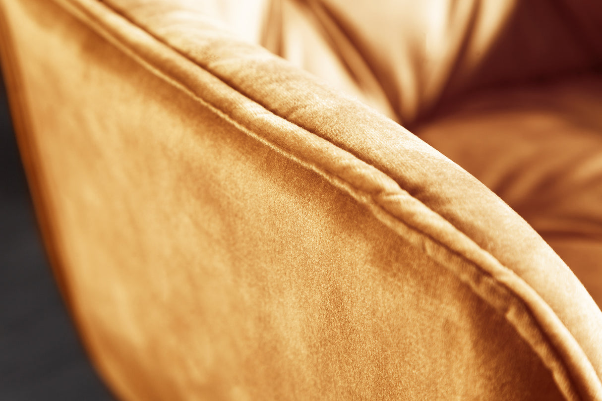 Chair MILANO with armrests velvet mustard yellow