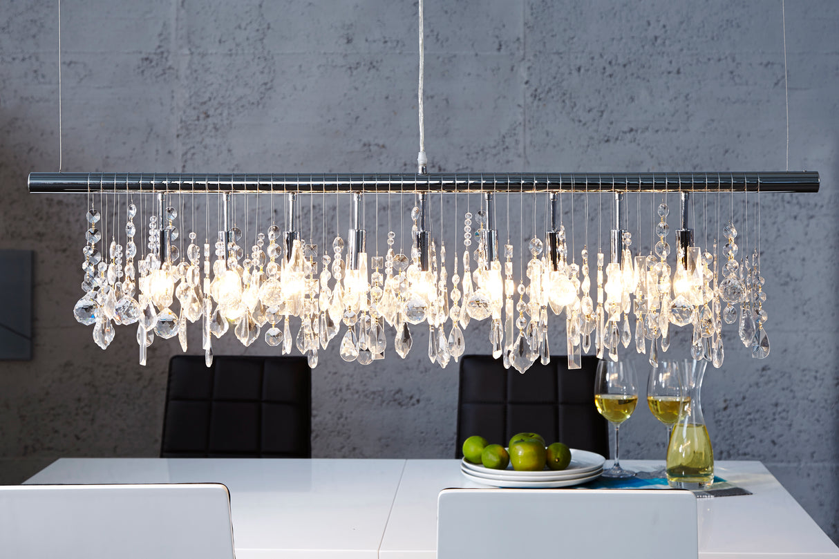 Pendelleuchte DIAMONDS 120cm 9 flammig silber