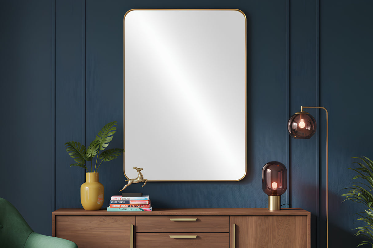 Wall mirror AMSTERDAM 100cm aluminium gold