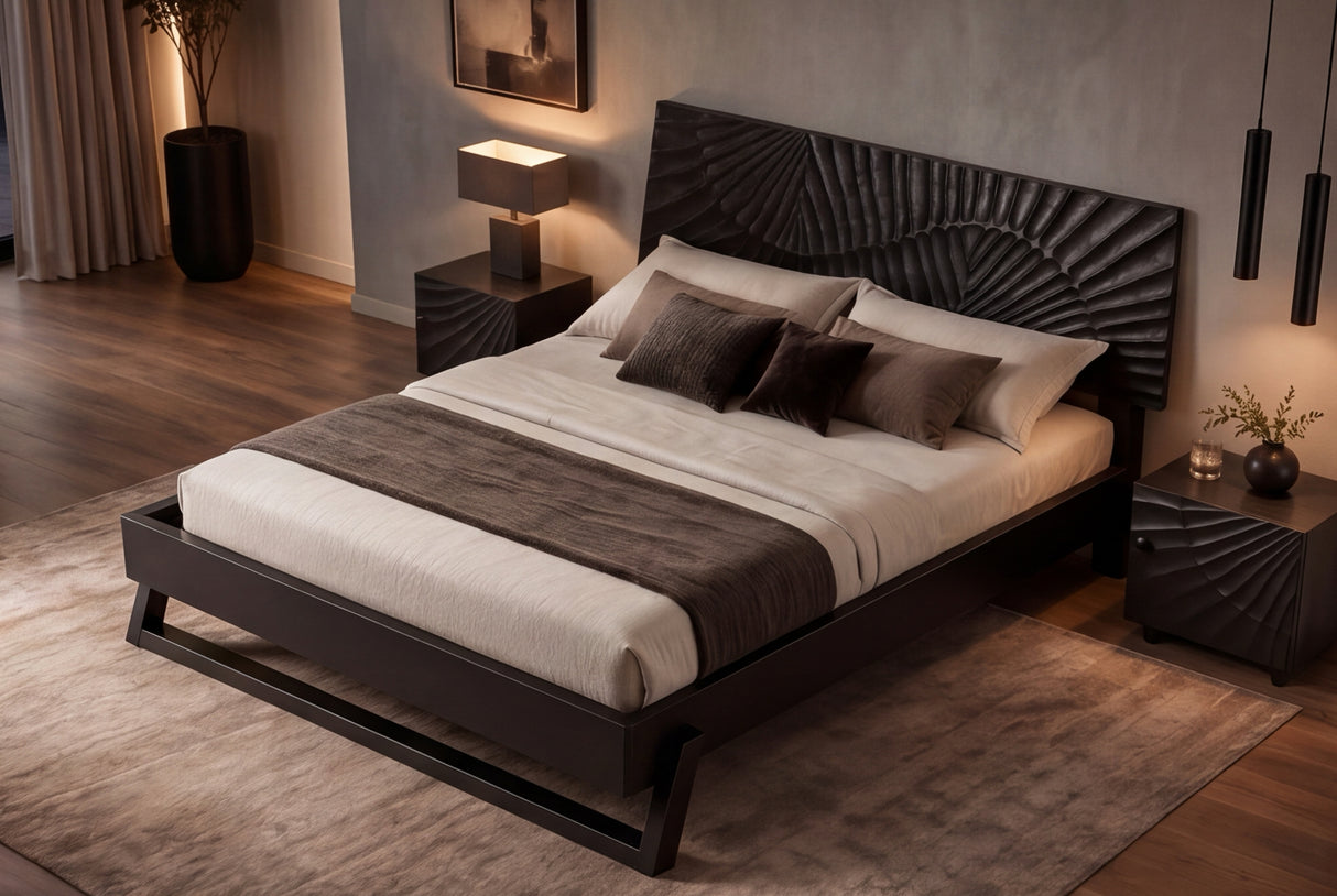 Bed SCORPION 180x200cm 3D mango wood black