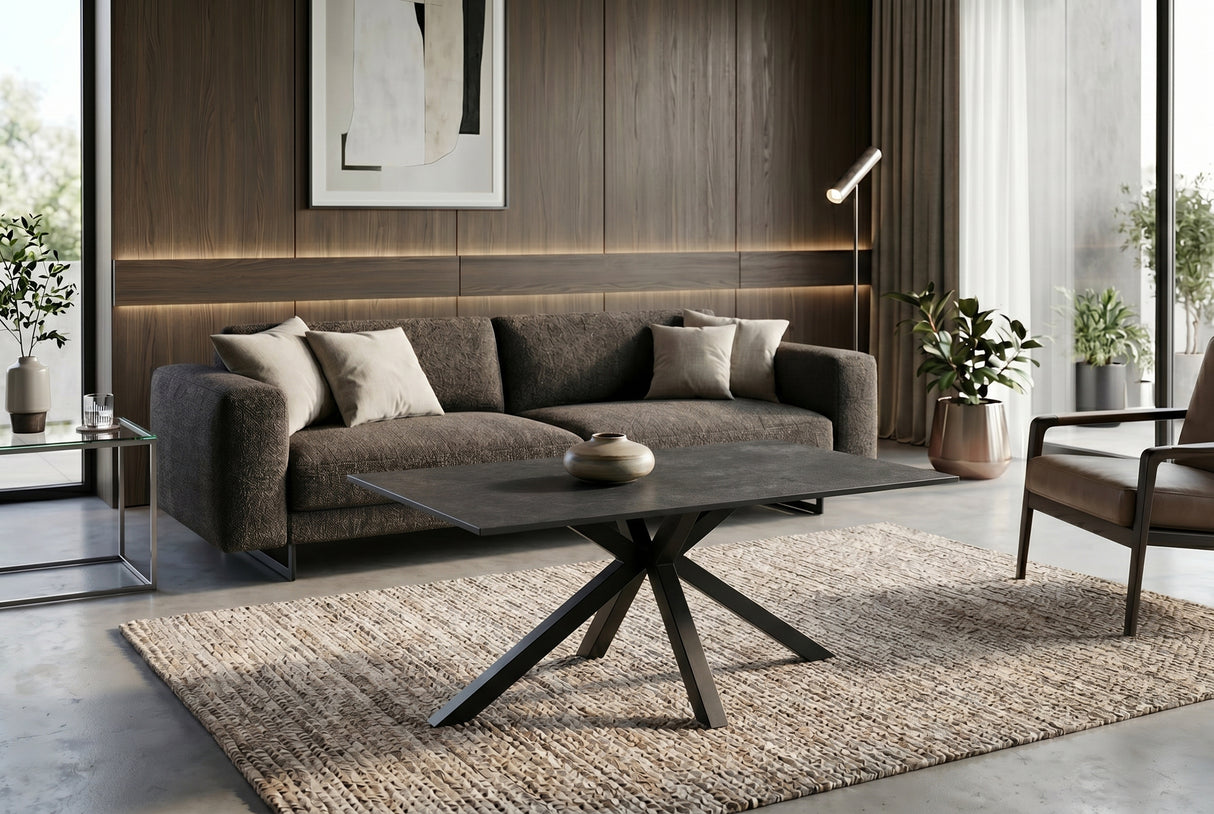 Couchtisch GALAXIE 100cm mit Sternengestell Keramik grau
