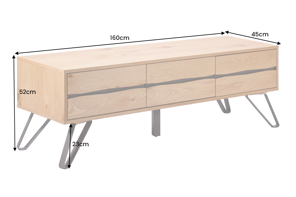 TV-Lowboard LIVING EDGE 160cm oak wood w/ black legs