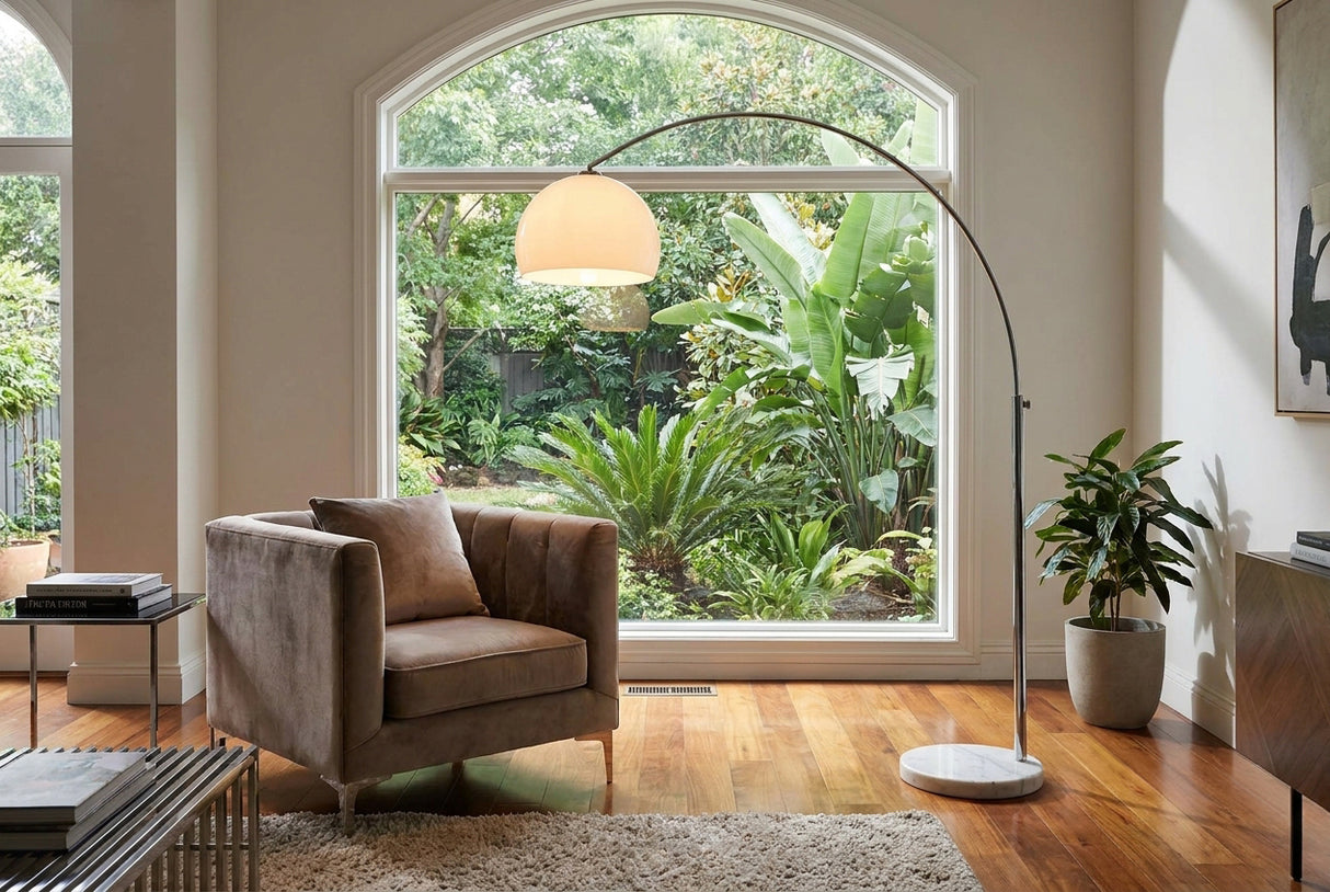 Floor lamp BIG BOW 175-205cm white w/ marble base