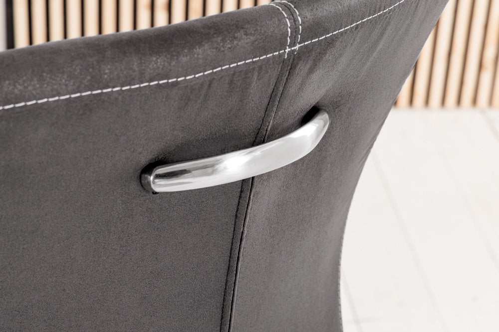 Cantilever chair SAMSON w/ silver handle microfibre grey