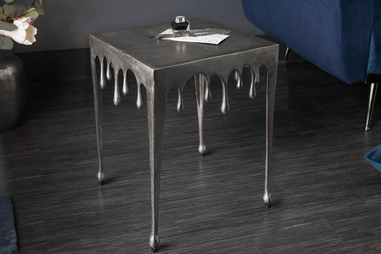 Side table LIQUID LINE S 45cm square silver
