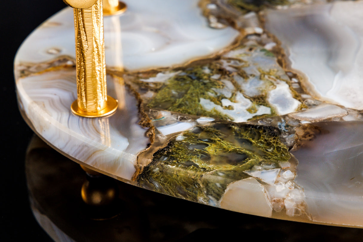 Tray NOBLE 40cm agate golden handles