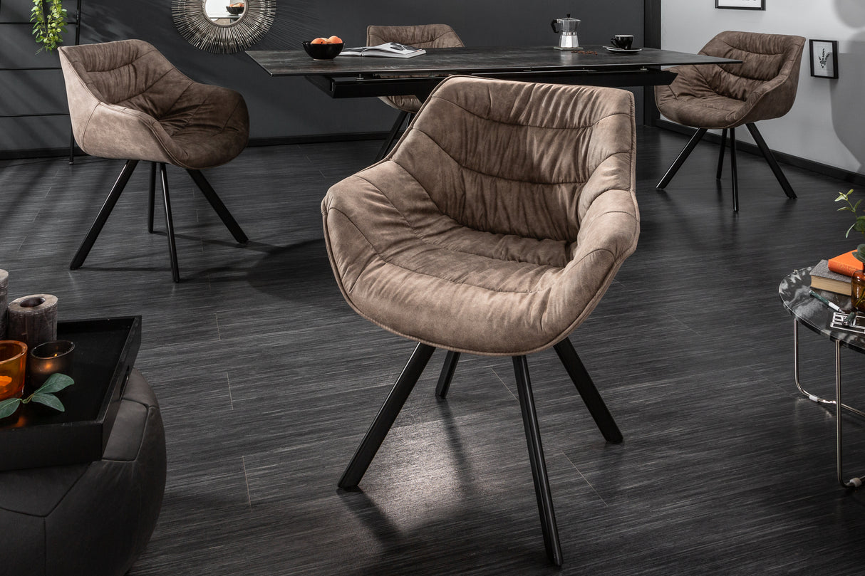 Chair THE DUTCH COMFORT with armrests microfibre taupe