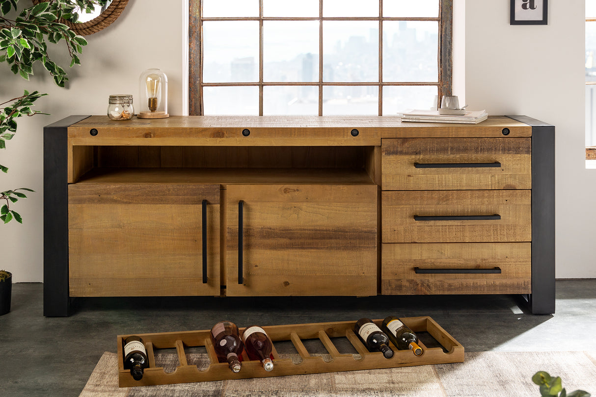 Sideboard THOR 195cm pine wood vintage brown