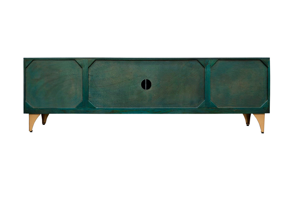 TV-Board GOLDEN SUNSET 180cm 3D Mangoholz türkis