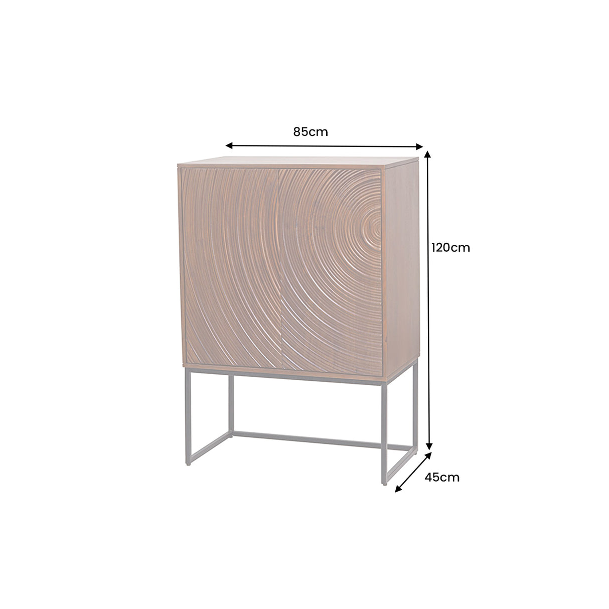 Highboard ORBIT 120 cm 3D braunes Mangoholz