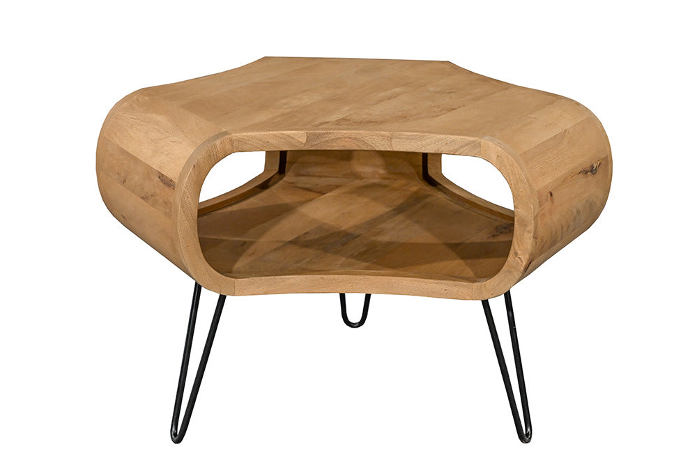 Coffee table ORGANIC LIVING 70cm w/ hairpin legs mango wood natural