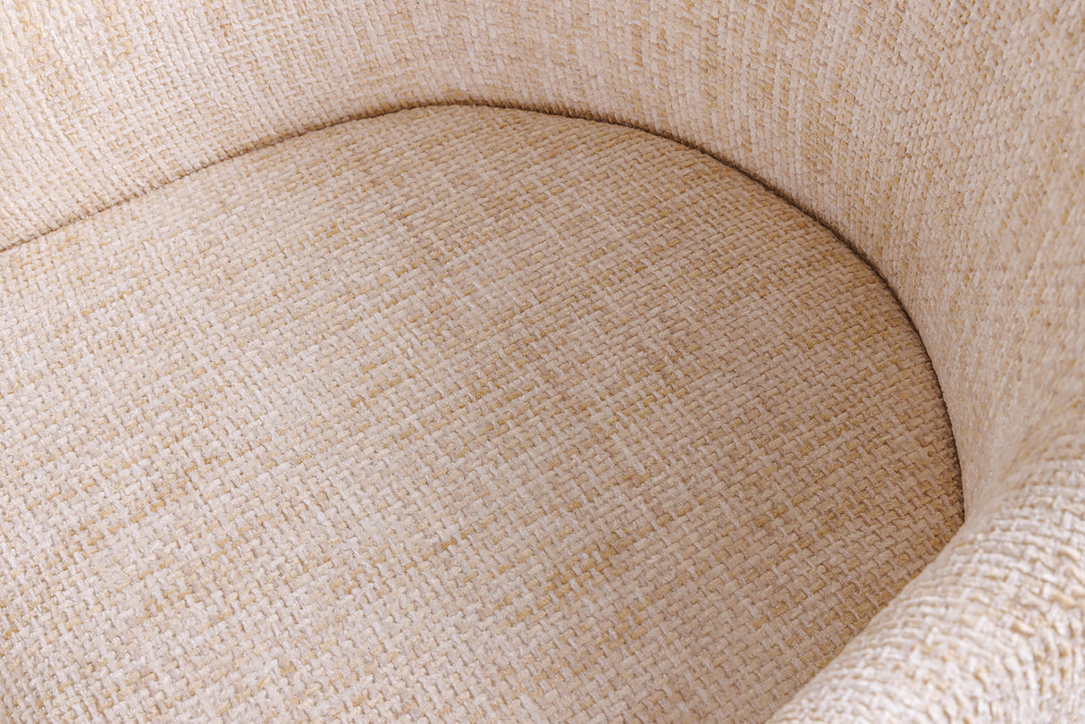 Chair EXTRAVAGANCIA beige chenille fabric w/ armrests and champagne golden frame