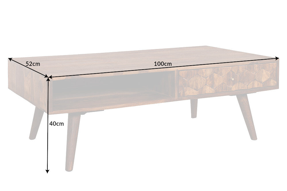 Coffee table MYSTIC LIVING 100cm sheesham wood natural