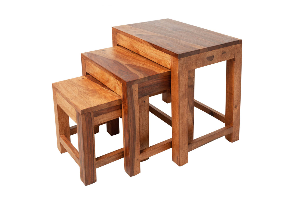 Side table MONSOON 25-45cm set of 3 sheesham wood natural