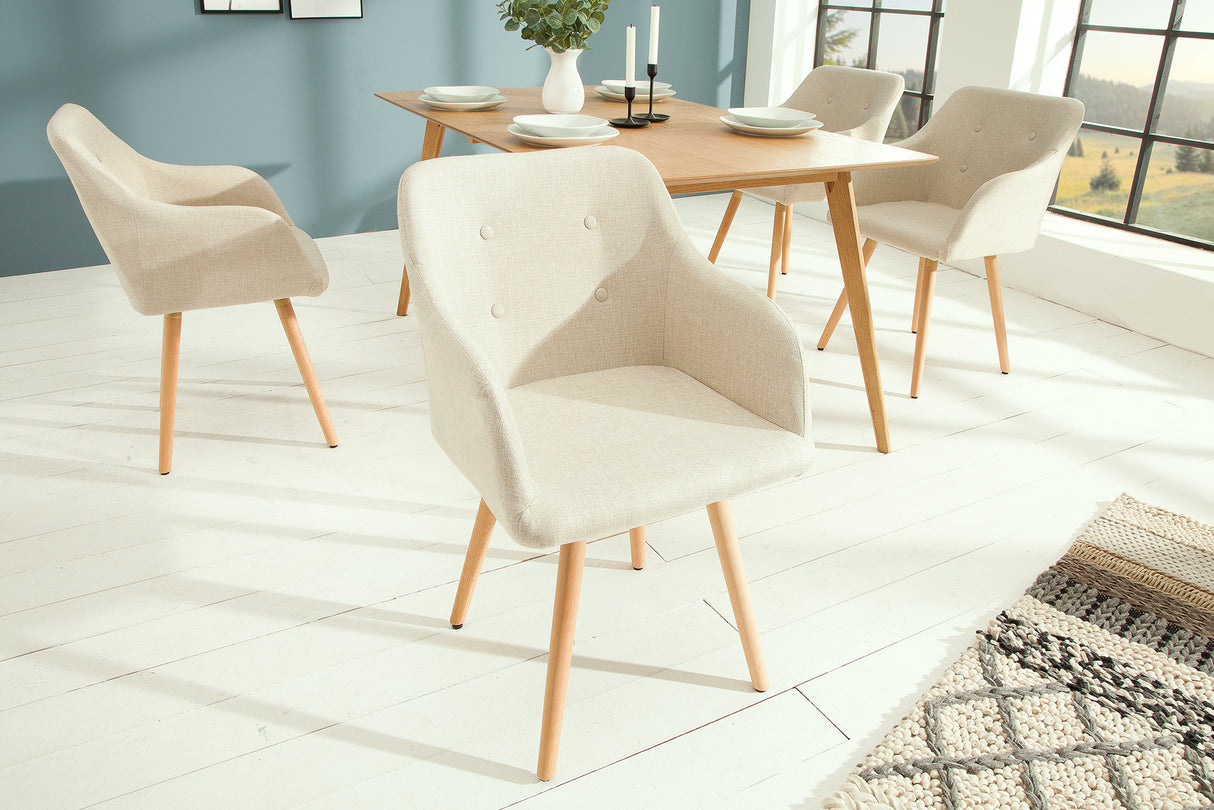 Chair SCANDINAVIA with armrests structured fabric natural