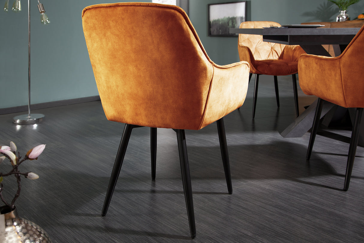Chair MILANO with armrests velvet mustard yellow