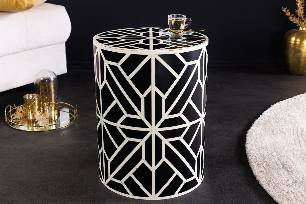 Side table HARMONY NATURE 45cm black white